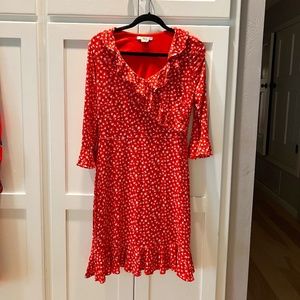 Boden Red Patterned Stretch Jersey Dress, Size 8R
